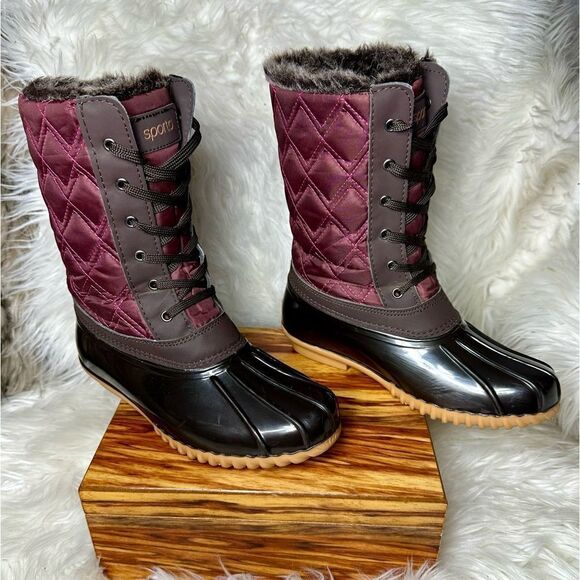 Sporto Black Lace-up Lined Woman’s Winter Snow Duck Boot Size 6.5M Waterproof - Picture 3 of 7